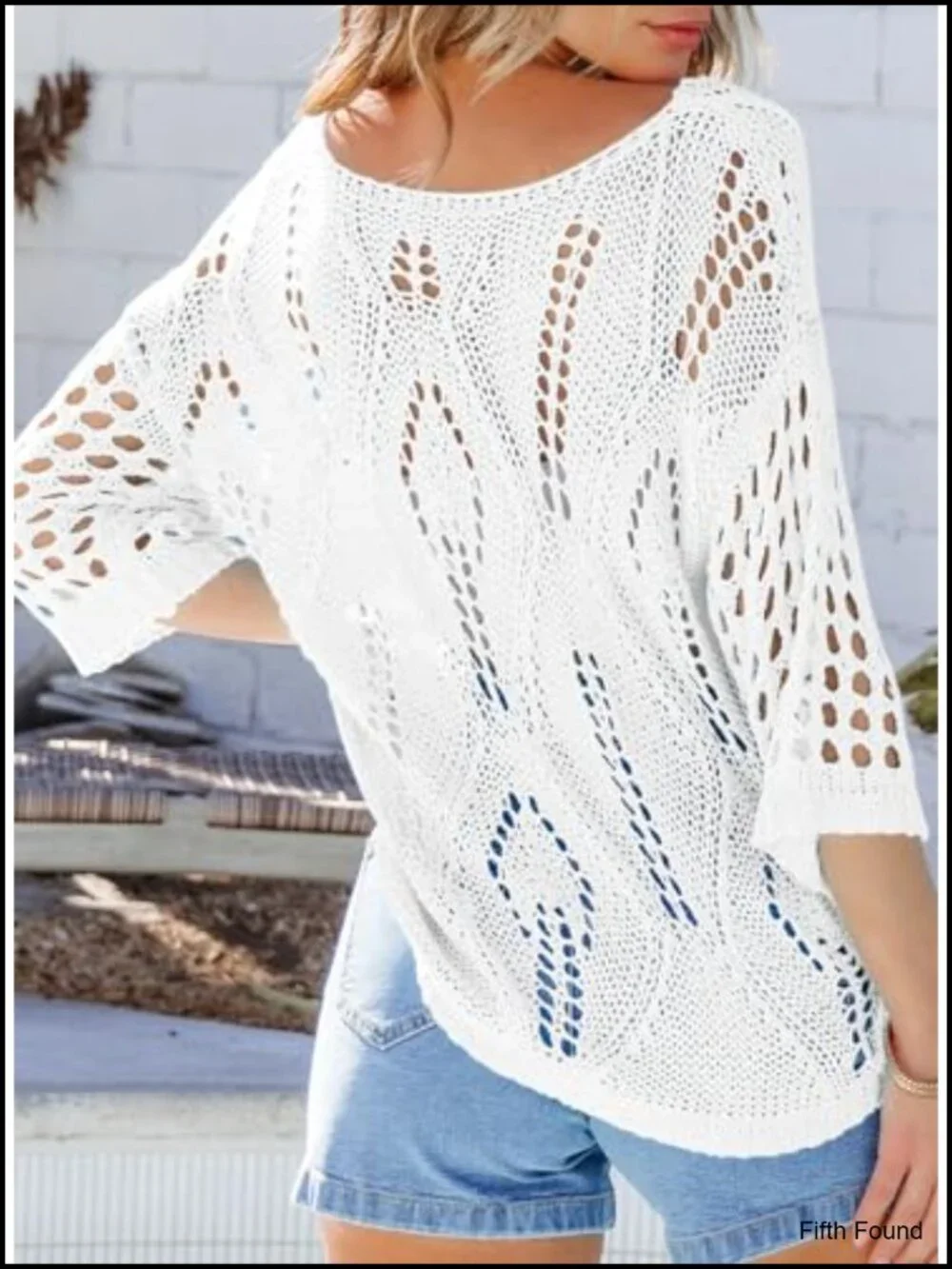 Crochet Hollow Out Knit Tops Half Sleeve Beach Cover Ups